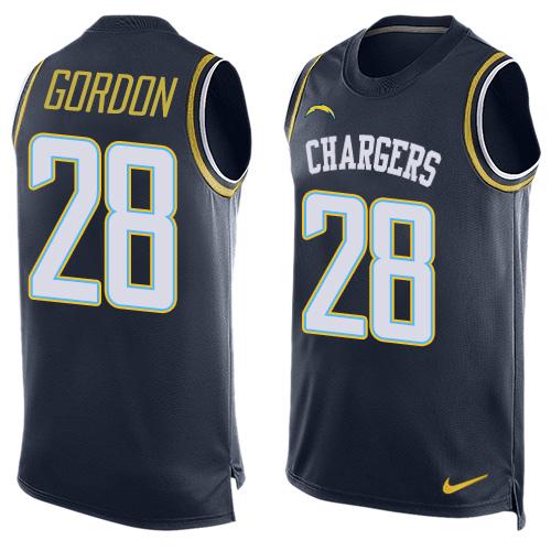 Nike Chargers #28 Melvin Gordon Navy Blue Team Color Men's Stitched NFL Limited Tank Top Jersey - Click Image to Close